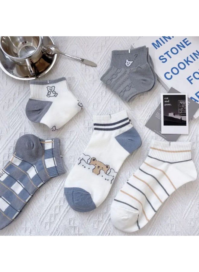 Trendora  Women's Cotton Ankle Socks, Mixed Colours, 5 Pairs with 1 Gift, Casual Comfort - Image 4